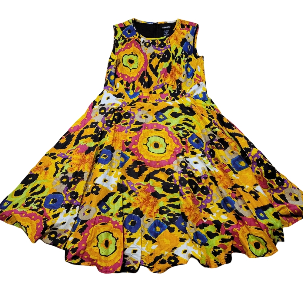 Ashro Colorful Abstract Midi Dress